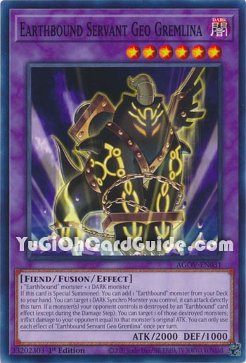 Yu-Gi-Oh Card: Earthbound Servant Geo Gremlina