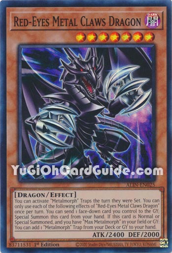 Yu-Gi-Oh Card: Red-Eyes Metal Claws Dragon
