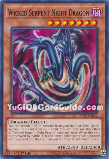 Yu-Gi-Oh Card: Wicked Serpent Night Dragon