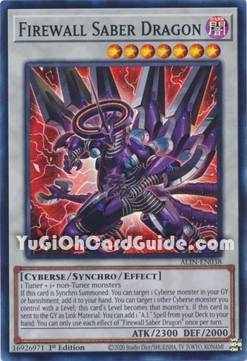 Yu-Gi-Oh Card: Firewall Saber Dragon