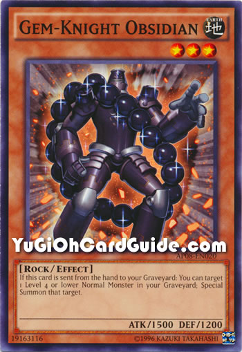 Yu-Gi-Oh Card: Gem-Knight Obsidian