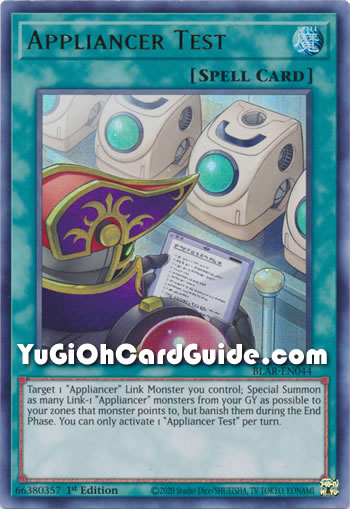 Yu-Gi-Oh Card: Appliancer Test