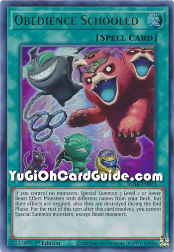 Yu-Gi-Oh Card: Obedience Schooled