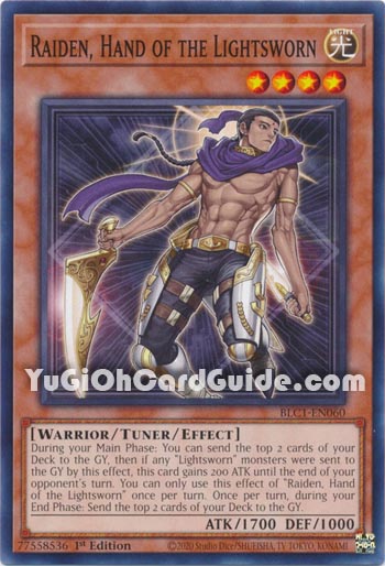 Yu-Gi-Oh Card: Raiden, Hand of the Lightsworn
