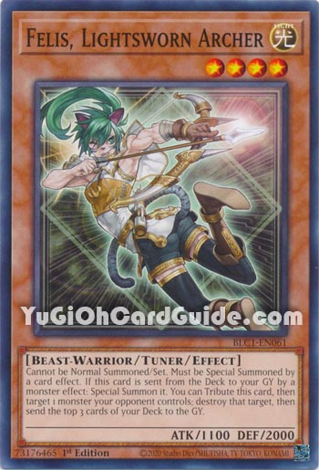 Yu-Gi-Oh Card: Felis, Lightsworn Archer