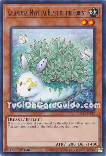 Yu-Gi-Oh Card: Kalantosa, Mystical Beast of the Forest