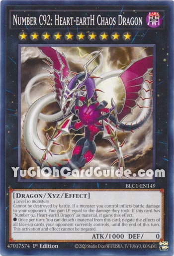 Yu-Gi-Oh Card: Number C92: Heart-eartH Chaos Dragon