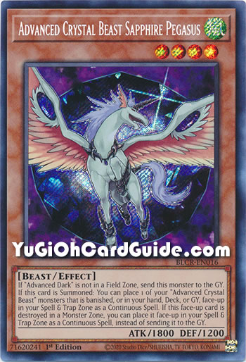 Yu-Gi-Oh Card: Advanced Crystal Beast Sapphire Pegasus