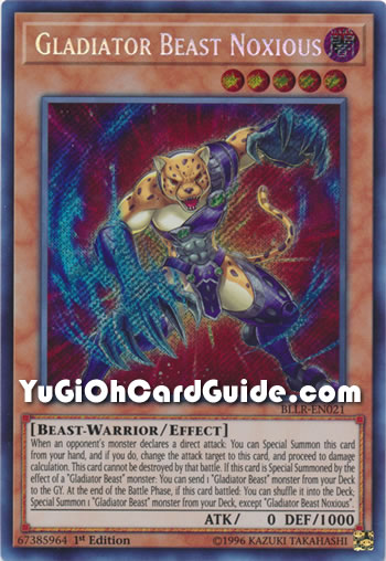 Yu-Gi-Oh Card: Gladiator Beast Noxious