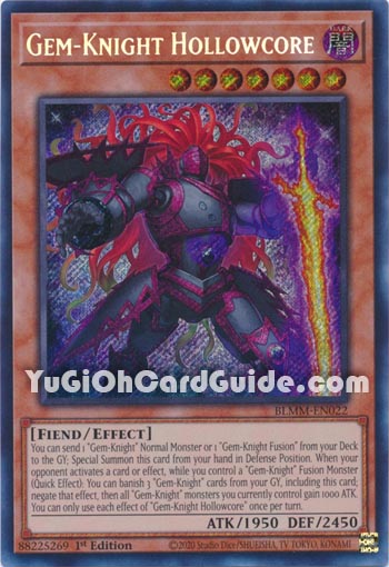 Yu-Gi-Oh Card: Gem-Knight Hollowcore