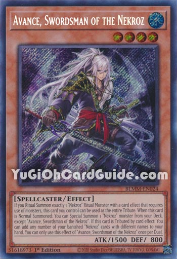 Yu-Gi-Oh Card: Avance, Swordsman of the Nekroz