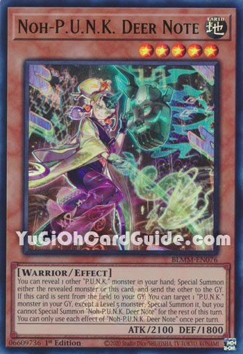 Yu-Gi-Oh Card: Noh-P.U.N.K. Deer Note