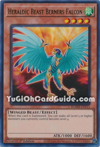 Yu-Gi-Oh Card: Heraldic Beast Berners Falcon