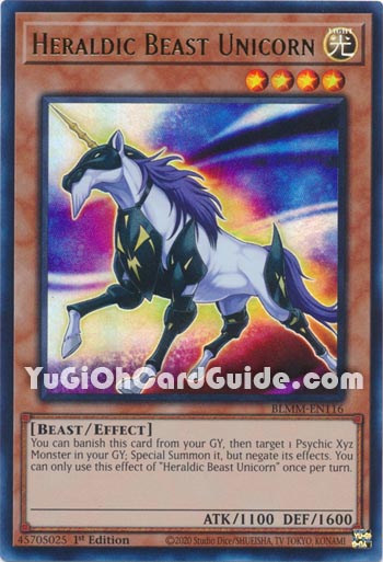 Yu-Gi-Oh Card: Heraldic Beast Unicorn