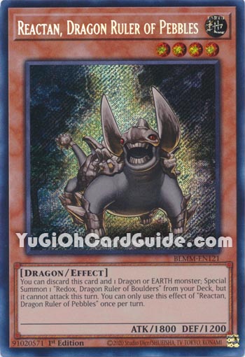 Yu-Gi-Oh Card: Reactan, Dragon Ruler of Pebbles