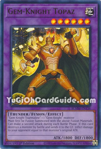 Yu-Gi-Oh Card: Gem-Knight Topaz