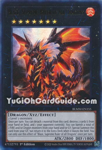 Yu-Gi-Oh Card: Blaze, Supreme Ruler of all Dragons