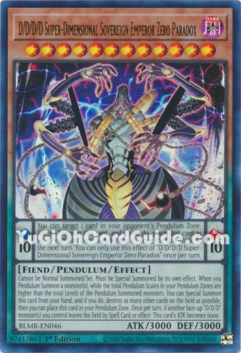 Yu-Gi-Oh Card: D/D/D/D Secret-Dimensional Sovreign Emperor Zero Paradox