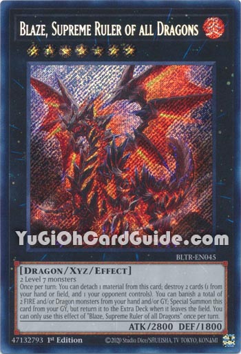 Yu-Gi-Oh Card: Blaze, Supreme Ruler of all Dragons
