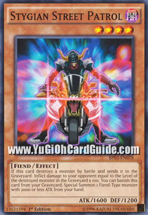 Yu-Gi-Oh! Karte 'Stygian Street Patrol' – Limited Edition Super Rare Aus 2011 Collectors Tins