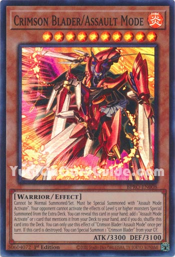 Yu-Gi-Oh Card: Crimson Blader/Assault Mode