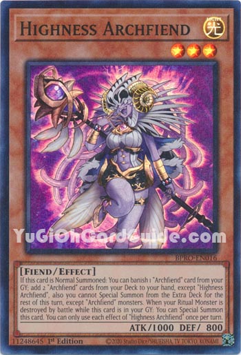 Yu-Gi-Oh Card: Highness Archfiend