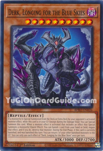 Yu-Gi-Oh Card: Derk, Longing for the Blue Skies