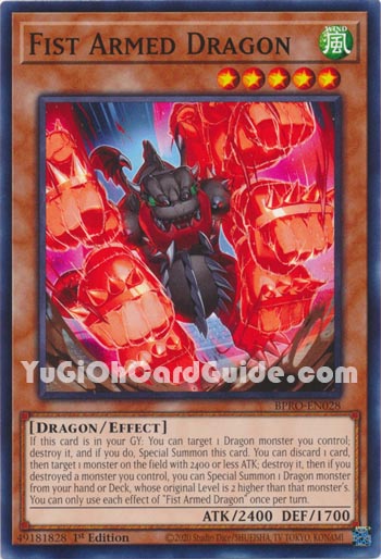 Yu-Gi-Oh Card: Fist Armed Dragon