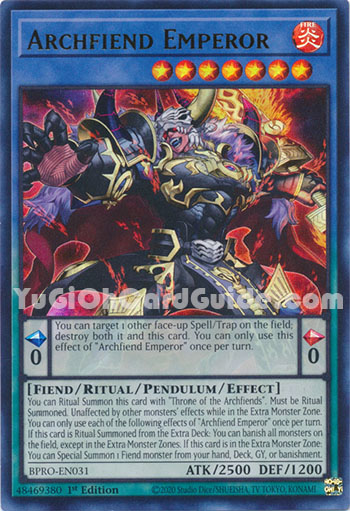 Yu-Gi-Oh Card: Archfiend Emperor