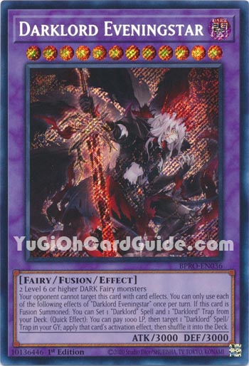 Yu-Gi-Oh Card: Darklord Eveningstar