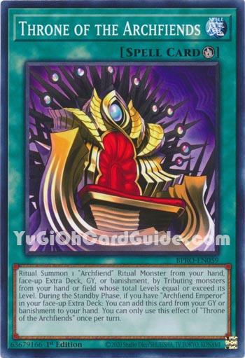 Yu-Gi-Oh Card: Throne of the Archfiends
