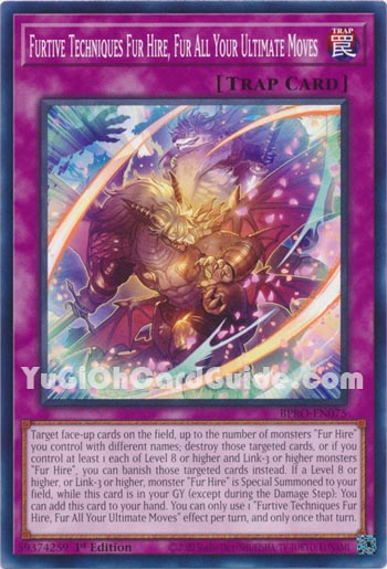 Yu-Gi-Oh Card: Furtive Techniques Fur Hire, Fur All Your Ultimate Moves