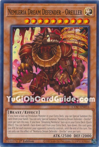Yu-Gi-Oh Card: Nemleria Dream Defender - Oreiller