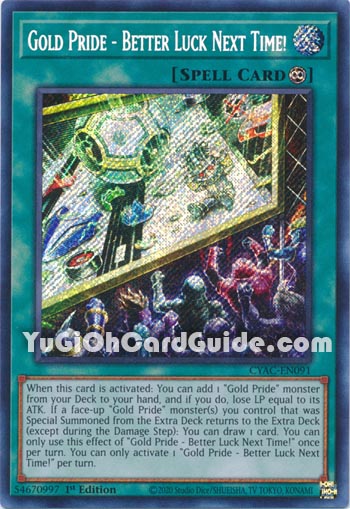 Yu-Gi-Oh Card: Gold Pride - Better Luck Next Time!