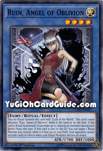 Yu-Gi-Oh Card: Ruin, Angel of Oblivion