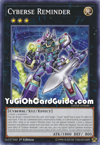 Yu-Gi-Oh Card: Cyberse Reminder
