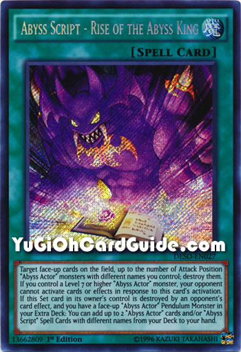 Yu-Gi-Oh Card: Abyss Script - Rise of the Abyss King