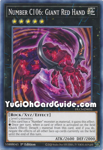 Yu-Gi-Oh Card: Number C106: Giant Red Hand