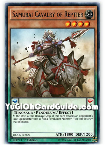Yu-Gi-Oh Card: Samurai Cavalry of Reptier