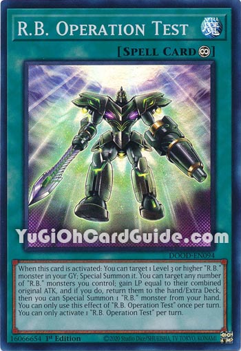 Yu-Gi-Oh Card: R.B. Operation Test