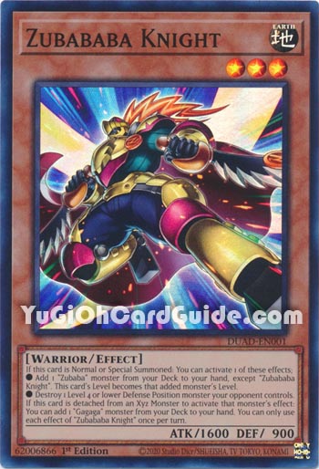 Yu-Gi-Oh Card: Zubababa Knight