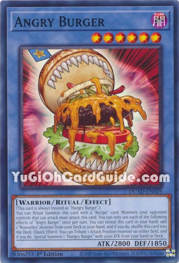 Yu-Gi-Oh Card: Angry Burger