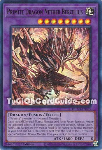 Yu-Gi-Oh Card: Primite Dragon Nether Berzelius