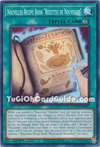 Yu-Gi-Oh Card: Nouvelles Recipe Book 
