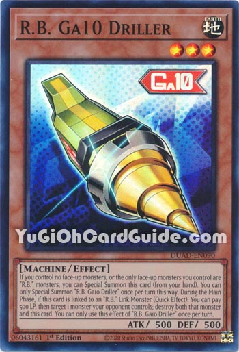 Yu-Gi-Oh Card: R.B. Ga10 Driller