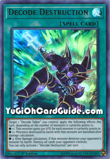 Yu-Gi-Oh Card: Decode Destruction