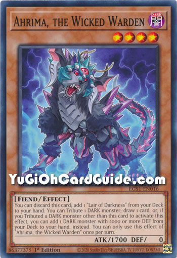 Yu-Gi-Oh Card: Ahrima, the Wicked Warden