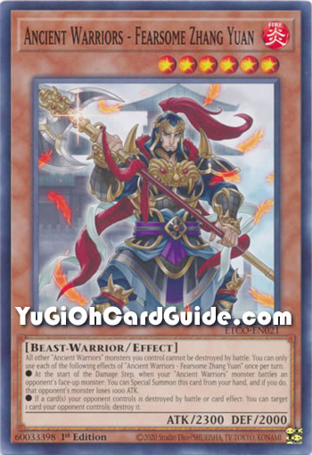 Yu-Gi-Oh Card: Ancient Warriors - Fearsome Zhang Yuan