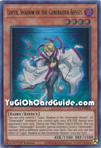 Yu-Gi-Oh Card: Loptr, Shadow of the Generaider Bosses