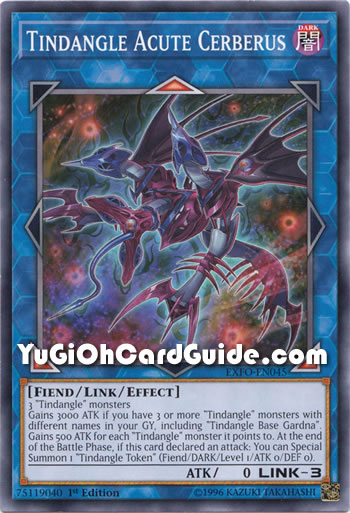 Yu-Gi-Oh Card: Tindangle Acute Cerberus